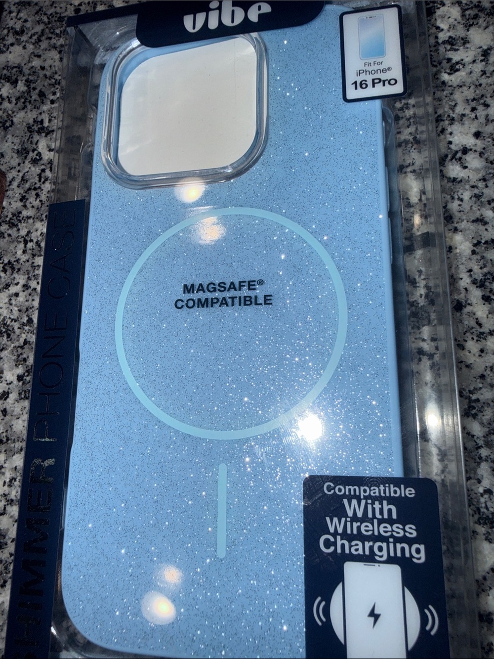 Vibe MagSafe Compatible Glitter iPhone Case in Light Blue